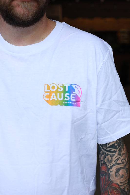 Rainbow White Organic Tee